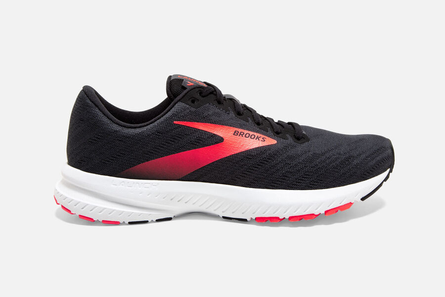 Brooks Launch 7 Mens UK - Road Running Shoes - Black/Coral 038-DVYWGC